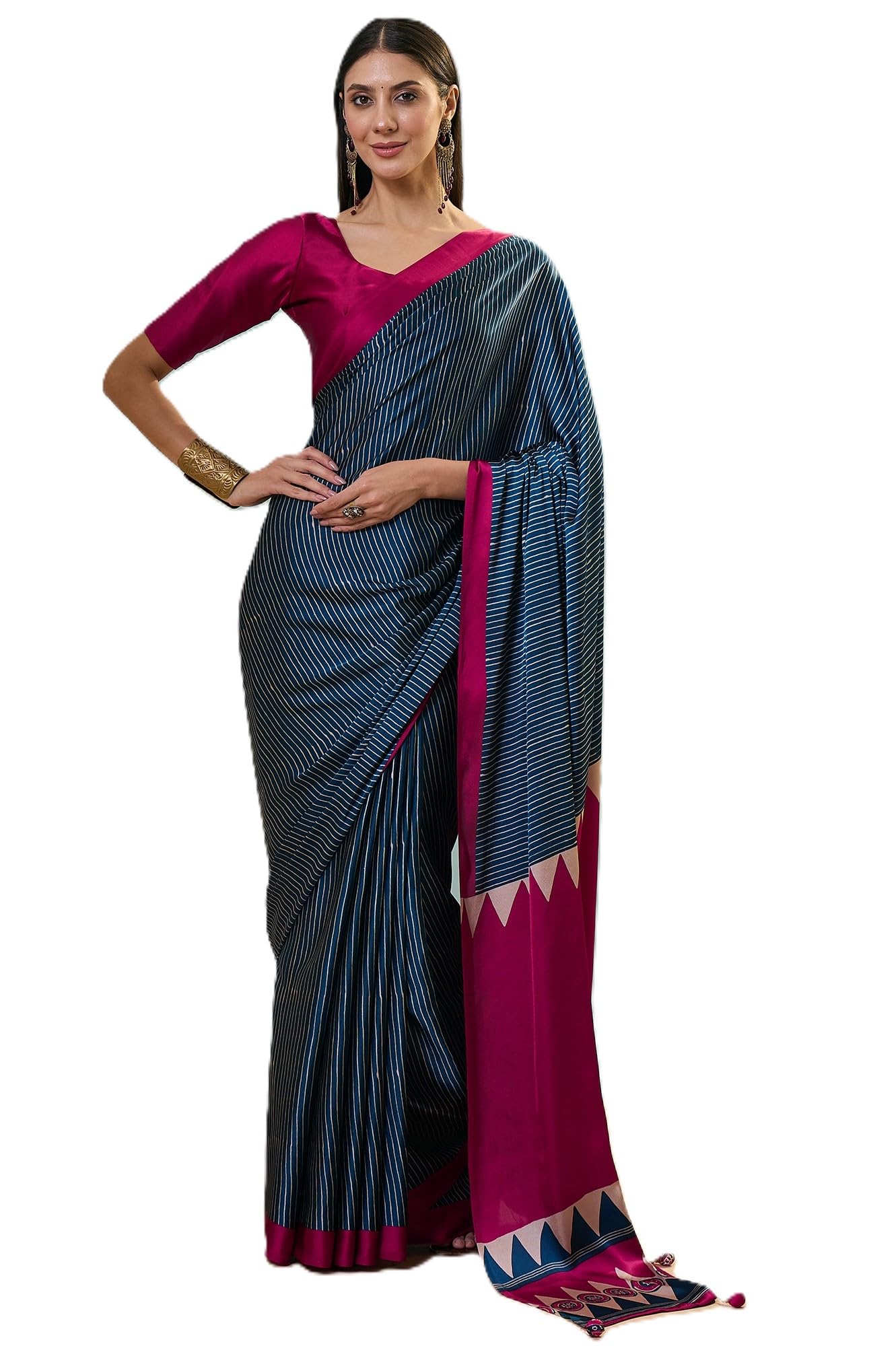 pandadi saree Women's Modal Silk Printed Saree With Unstitched Blouse Piece 3468PS-picture-52