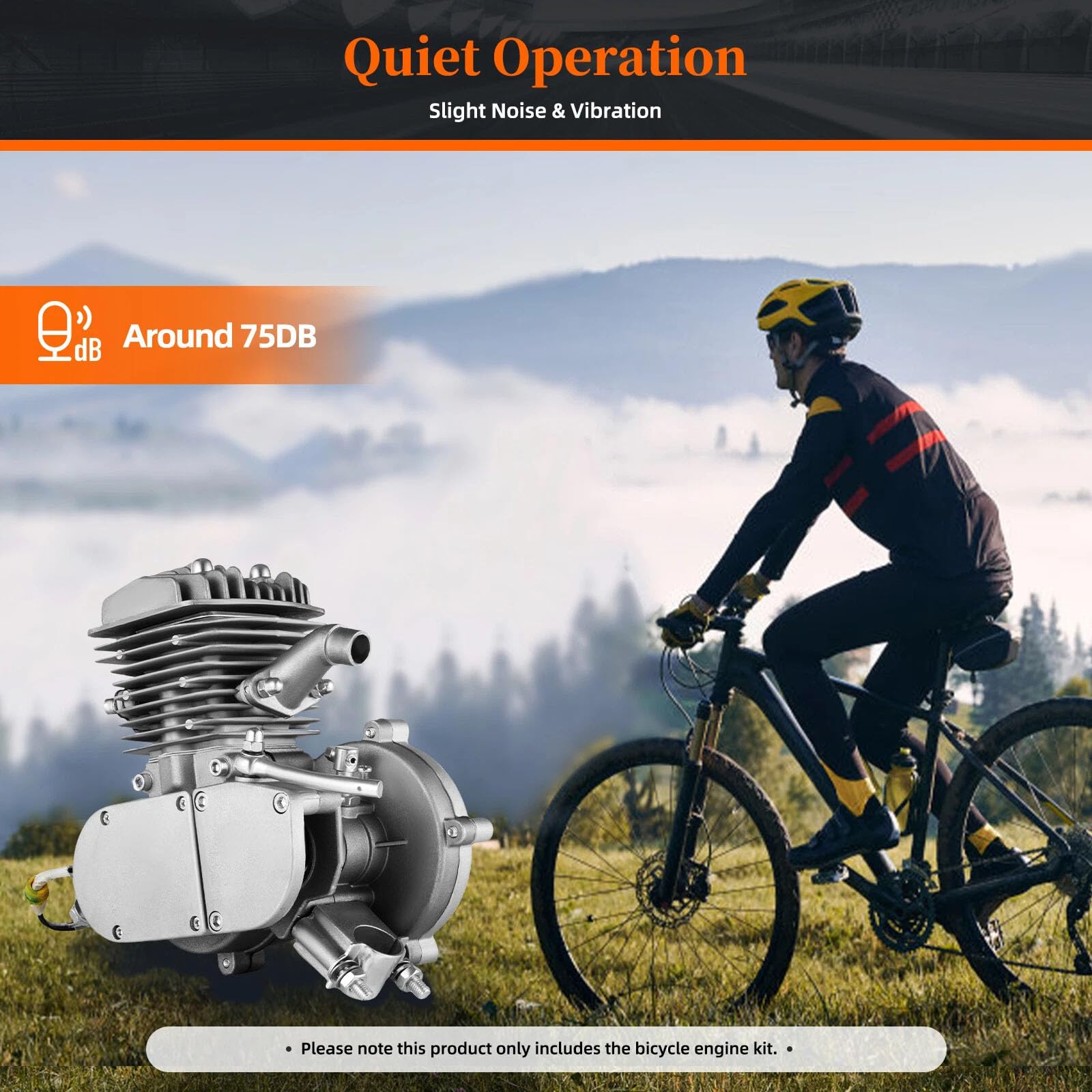 80cc 2-Takt Fahrrad Motor Kit, CDI Zündungsart Cycle Engine Kit, Single Cylinder Zweitaktmotor für 26/28" V-Rahmen Fahrräder