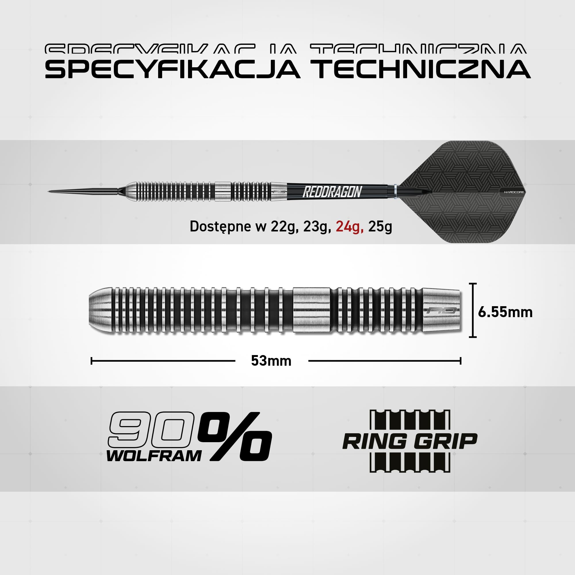 RED DRAGON Pegasus Switch Points - Powered by Winmau Darts | Stalowy Grot 24g | Profesjonalny Zestaw Rzutek z Wolframu 90% | Ekskluzywny Zestaw Rzutek Amazon z Etui