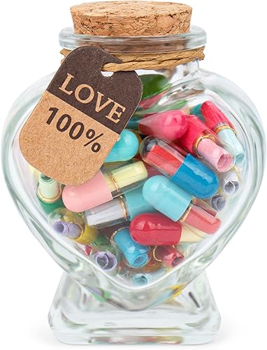 Miniatura 8 de XHDAI Letras de cápsula con mensaje en una botella, píldoras de mensaje de cápsulacarta de amor, ideas de regalos lindas para novionovia (50