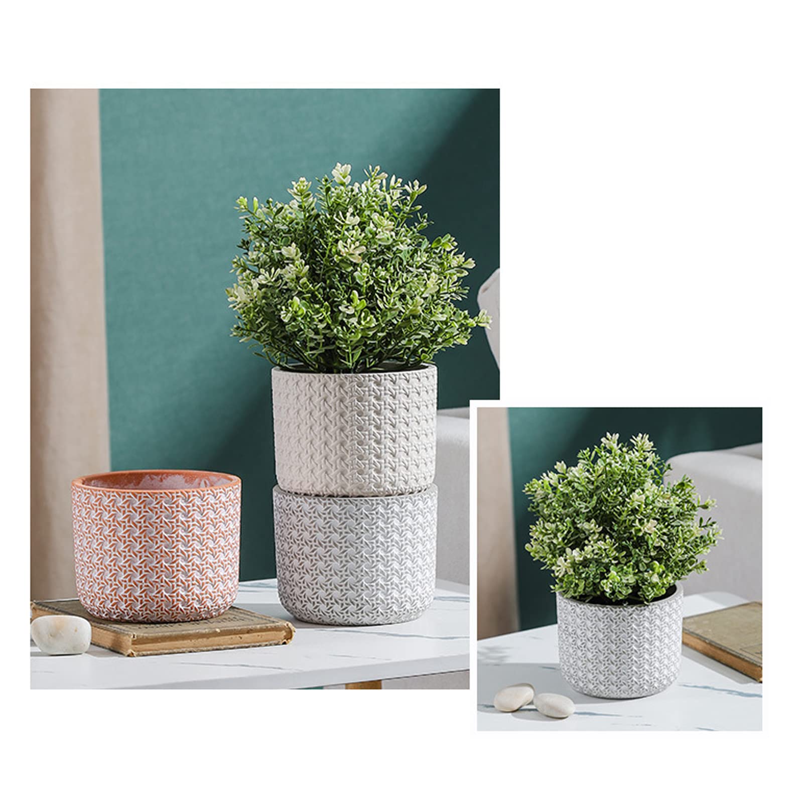 Vasi da Giardino Fioriera in Vaso succulente in Cemento da 4,92 Pollici, Contenitore per Piante di Cactus da Giardino con Foro di drenaggio per la Decorazione Domestica Moderna
