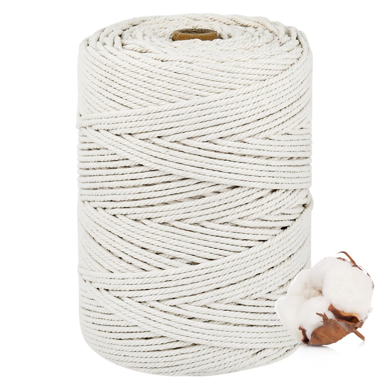 Giloty Corde Macramé 3mm X 200m, 100% Fil De Coton Naturel Pour Bricolage, Tapisserie, Tricot