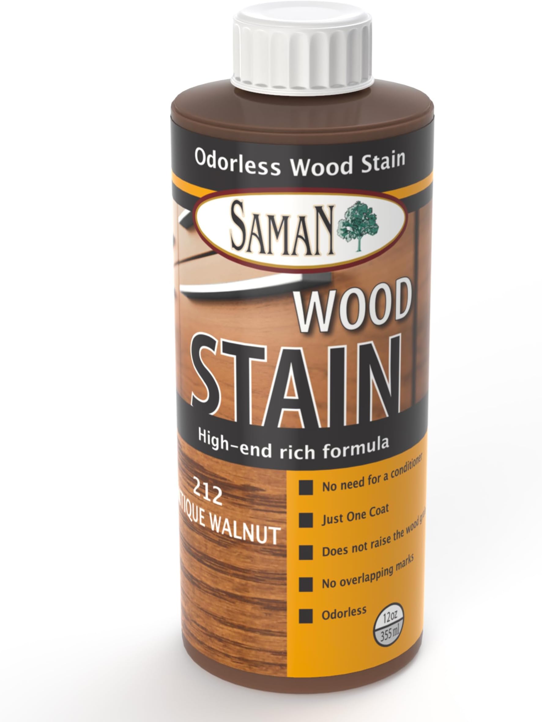 Interior Water Based Wood Stain - Natural Stain for Furniture, Moldings, Wood Paneling, Cabinets (Antique Walnut TEW-212-12, 12 oz)