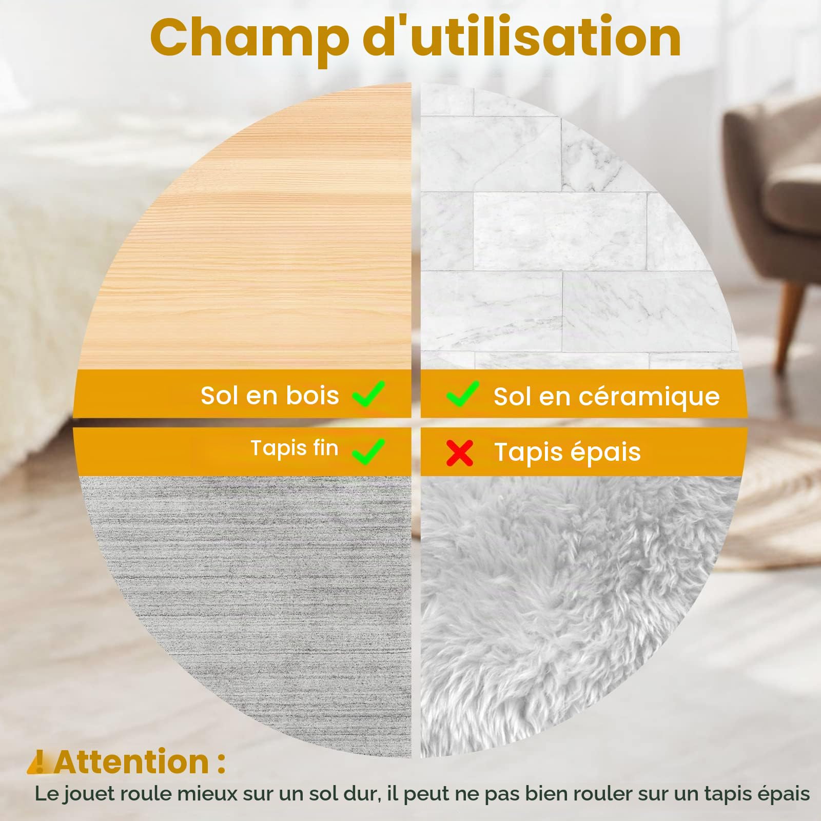 HAPPY HACHI Jouet Interactif pour Chat, 2 Vitesses Réglables, Mouvement Irrégulier USB Rechargeable Jouet Chat Interieur, avec Lumière LED Colorée, stimule l'instinct de Chasse, avec 3 Plumes