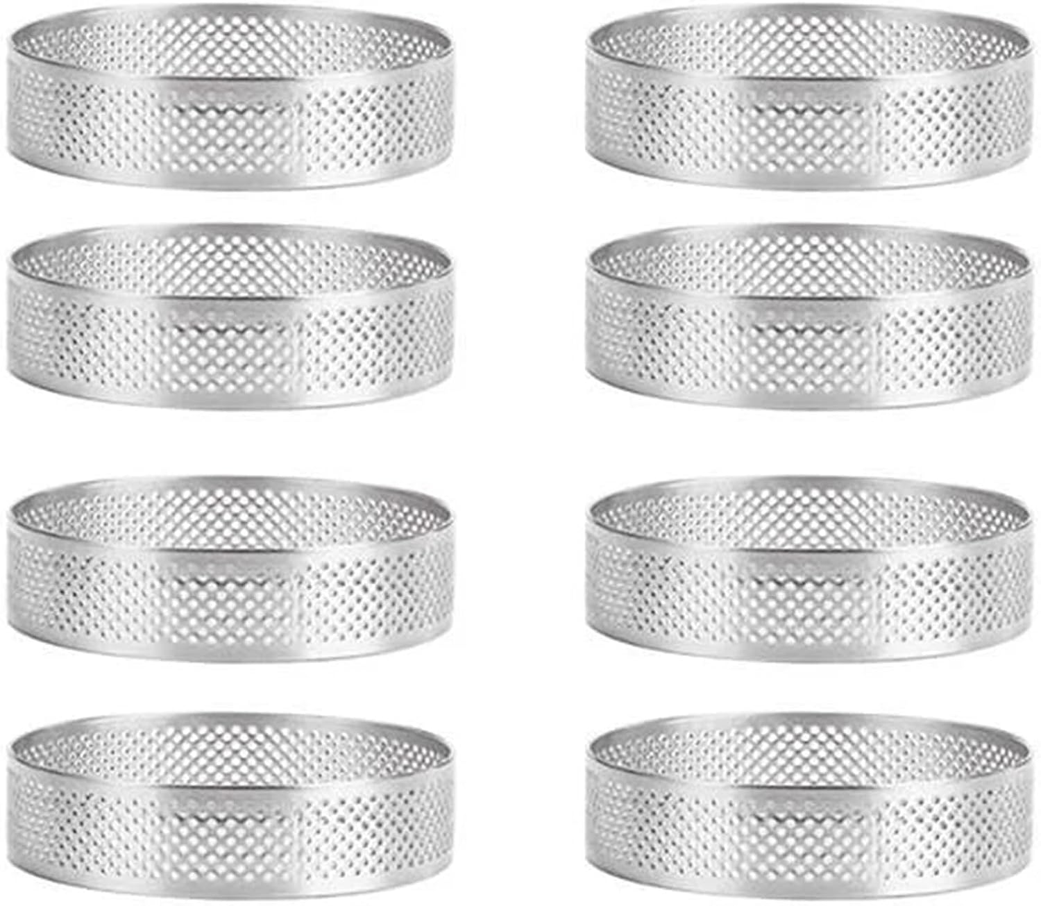 Cake Mould Baking Ring Stainless Steel Round Tart Ring Pack Of 8 Multiple Sizes Heat Resistant Perforated(8pcs 6cm)