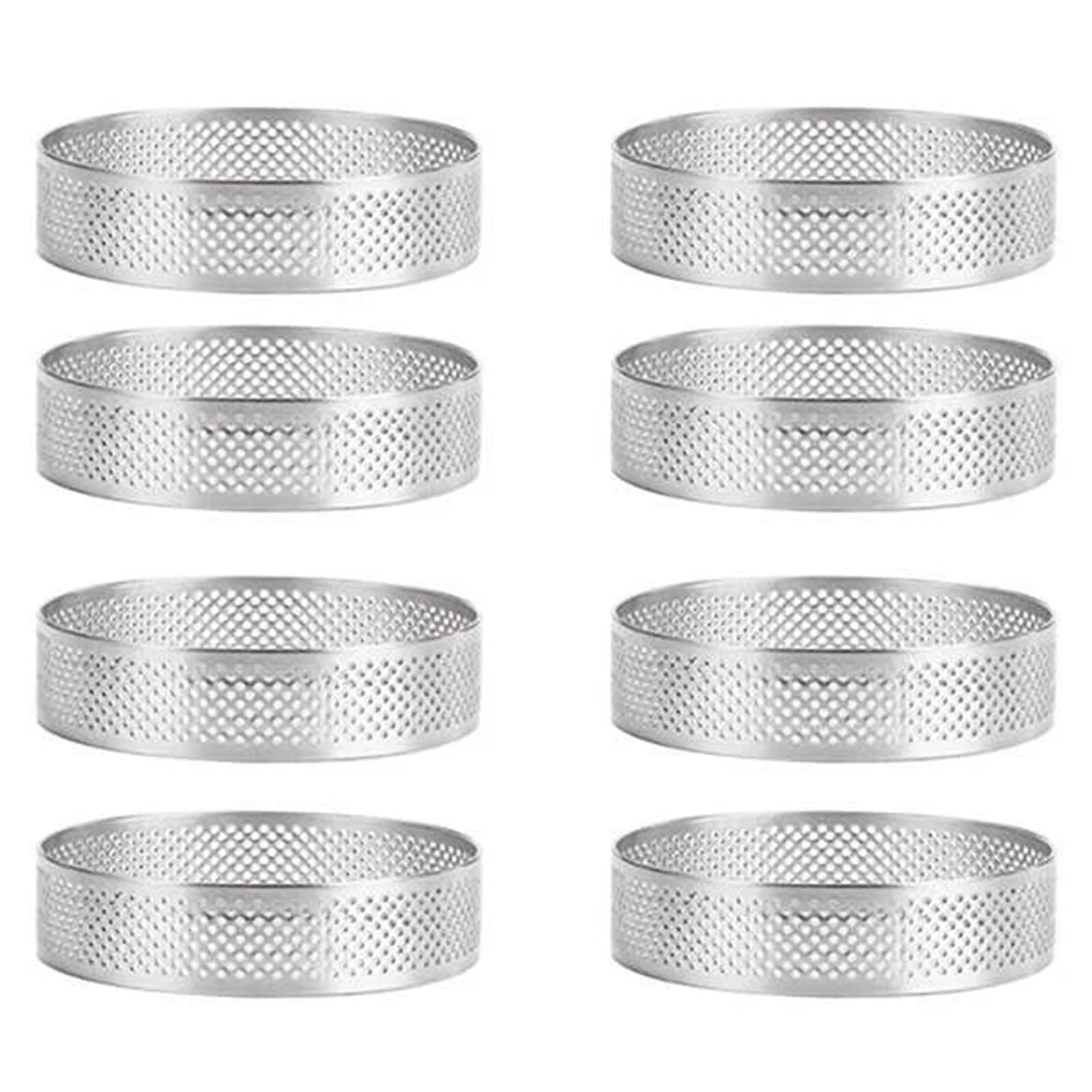 moules à gâteau Ronds, Lot de 8 Cercles à Tarte Ronds en Acier Inoxydable, Plusieurs Tailles, résistants à la Chaleur, perforés(8pcs 6cm)