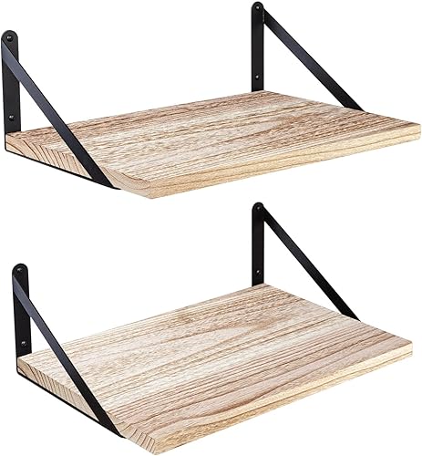 SAUMONIERES Estantes flotantes de pared para dormitorio, baño, sala de estar, madera montada en la pared, amplio almacenamiento profundo, estantes