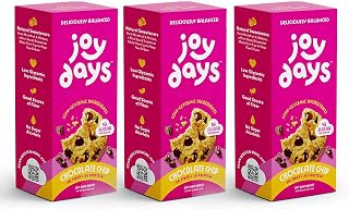 Joydays Chocolate Chip Cookies, 63% Less Sugar and High Fiber Snack, Plus Protein – Made for Balanced Nutrition, Healthy Snacks for Adults and Kids Pack of 3, Pack of 3 (3.88 oz Each)