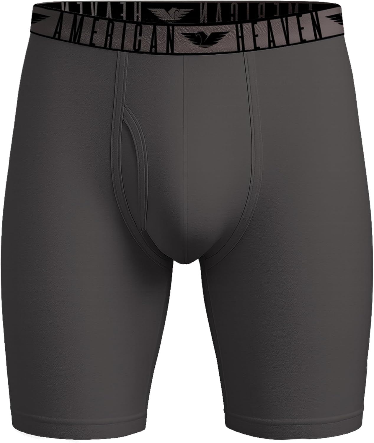 AMERICAN HEAVEN Men's Knee Length Boxer Briefs | Ultra Soft - Stretch Base Layer Boxer Brief with Fly | Multi-Packs & Colors