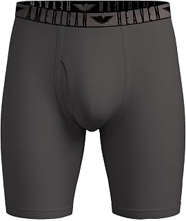 AMERICAN HEAVEN Men's Knee Length Boxer Briefs | Ultra Soft - Stretch Base Layer Boxer Brief with Fly | Multi-Packs & Colors