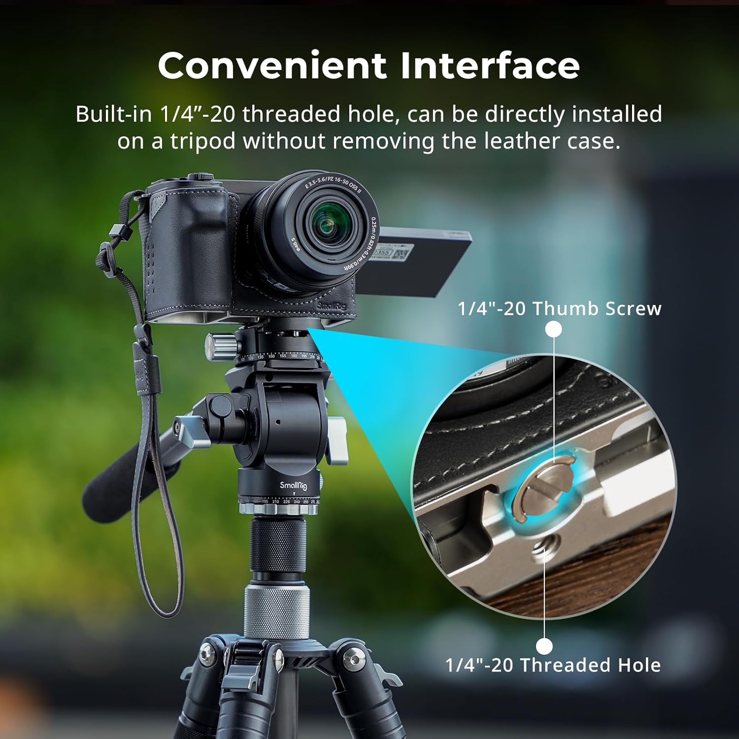 SMALLRIG Camera Leather Case with Wrist Strap for Sony ZV-E10 II, Vintage Style Leather Camera Half Case Kit, Aluminum Alloy Frame, Built-in 1/4"-20 Threaded Hole, (Black) - 4777