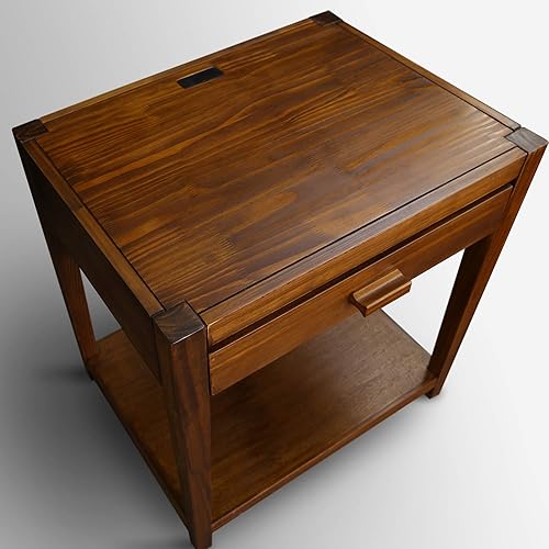 Miniatura 10 de Casual Home Notre Dame - Mesita de noche con puertos USB, color marrón cálido, 18.75 pulgadas x 24 pulgadas x 26 pulgadas (profundidad x ancho x