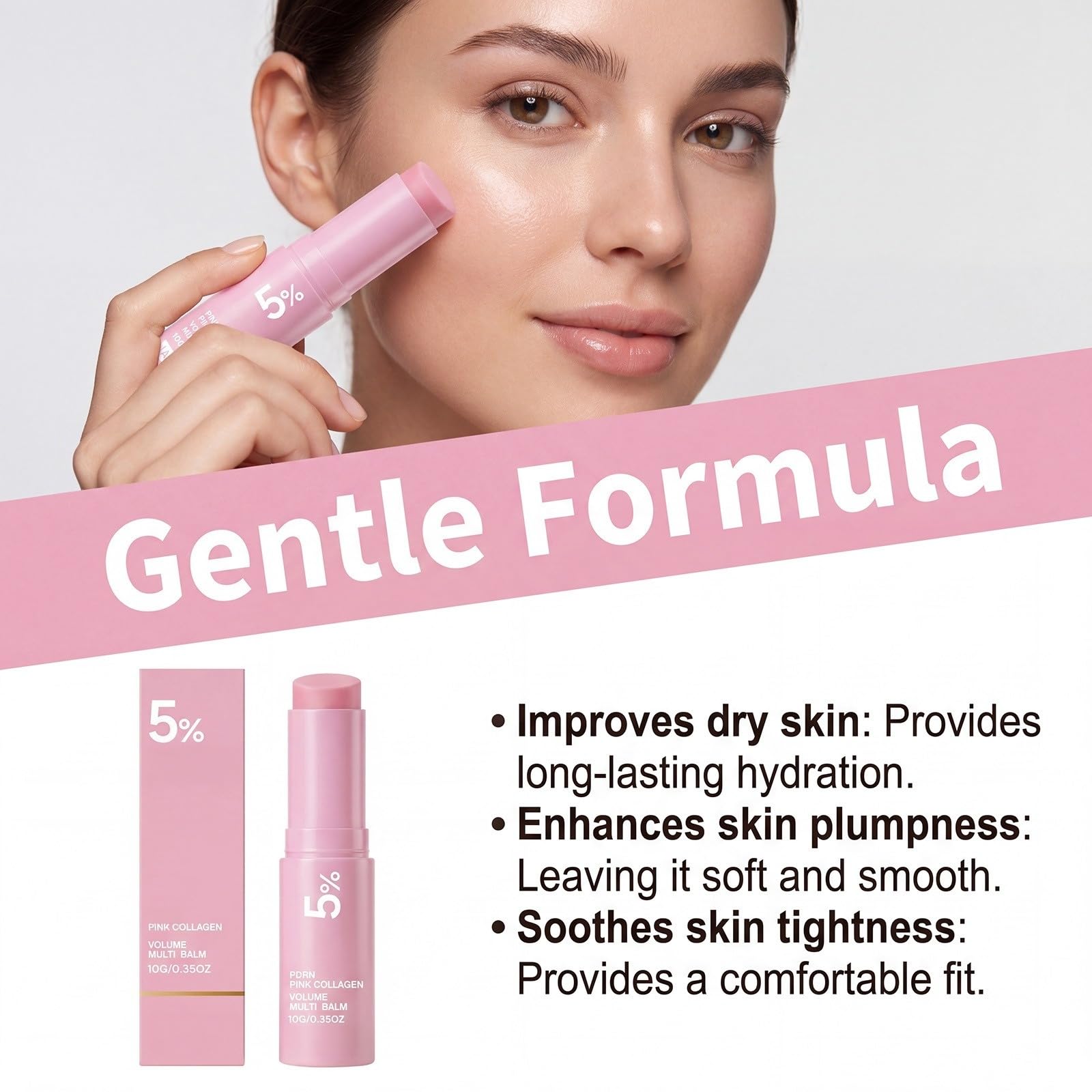 PDRN Care Sticks with Collagen Moisturizing Firming Anti-Aging 10 g | Korean Anti-Wrinkle Balm, Smooth Fine Lines, Firming Care for Wrinkles Gesicht und Anti Dark Circle, Augen und Hals