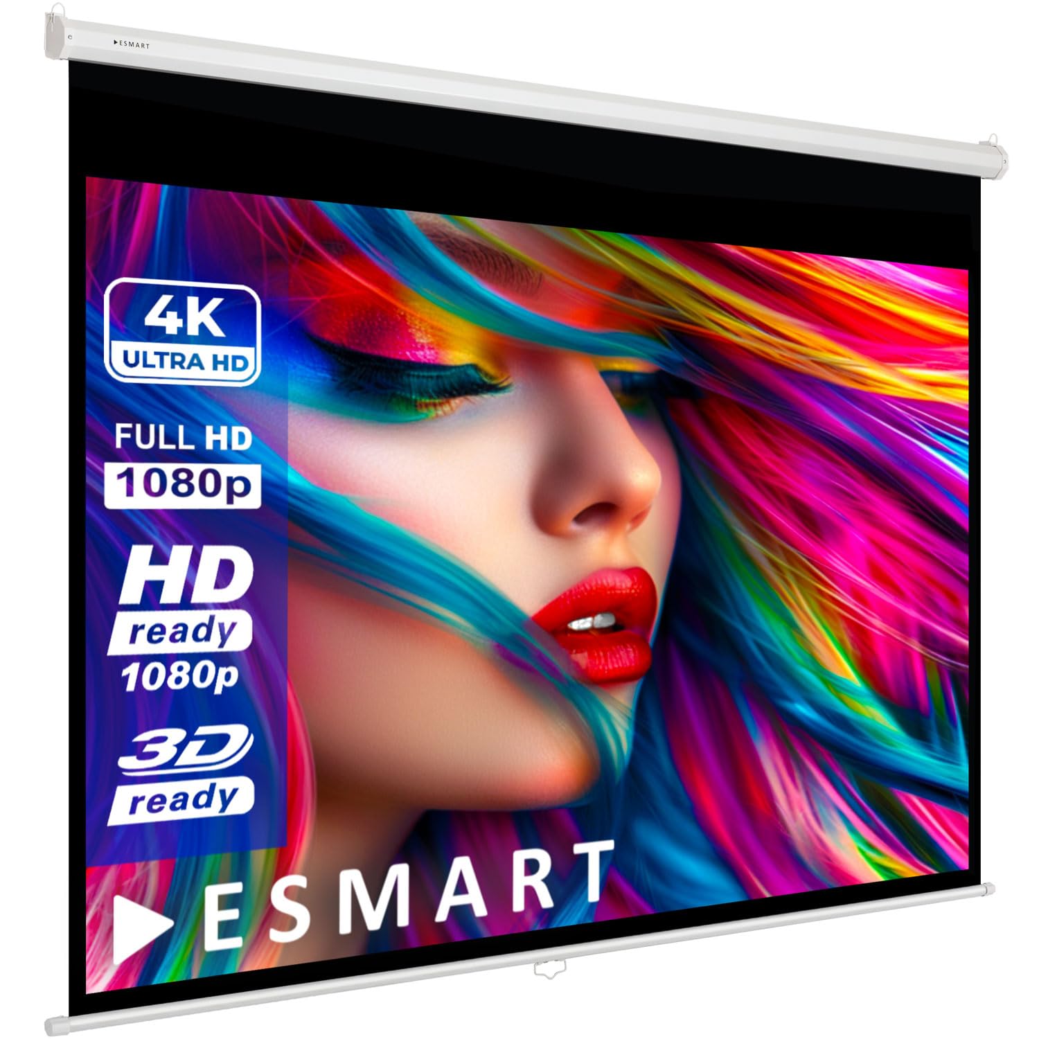 ESMART Economy EXR Rollo-Leinwand 135 cm Bild 120 x 90 cm (59") | Format 4:3 | Heimkino Beamer Projektionsleinwand Rollo Leinwand LCD LED