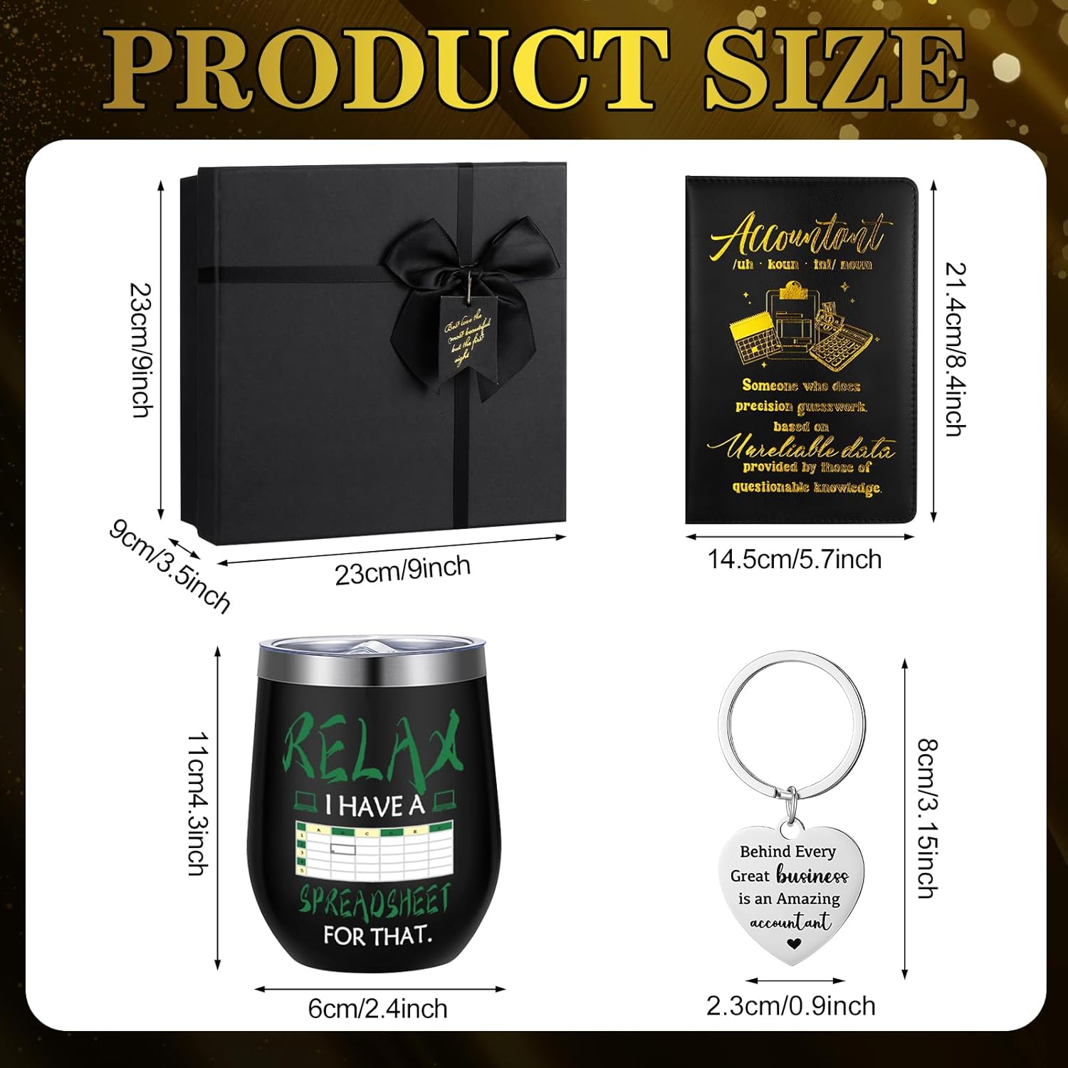 6 Pcs Accountant Gifts for Men Women Spreadsheet Gifts for Accounting Coworkers 12 oz Stainless Steel Cup Socks Keychain Pen Notebook Box for CPA Auditors Finance Professionals - Image 2