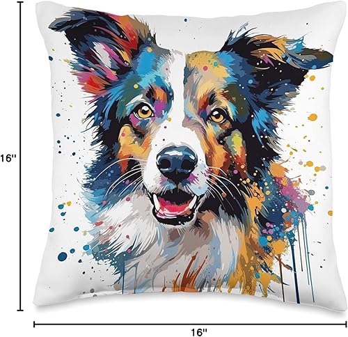Miniatura 6 de Border Collie Impressions  Artistic Design Border Collie Impressionistic - Almohada para mascotas, 18 x 18 pulgadas, multicolor