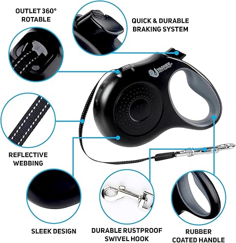 Miniatura 2 de Correa retráctil para perro 2025 de 16 pies para perros pequeños y medianos de hasta 26 libras, antienredos, reflectante, ajustable con cable