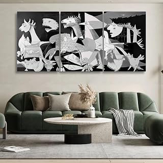 Tawinone Pablo Picasso Canvas Wall Art, Guernica Print, Black and White Abstract Wall Art, Picasso Wall Decor for Living Room, Bedroom, Office (12" x 18" x 3 pcs)