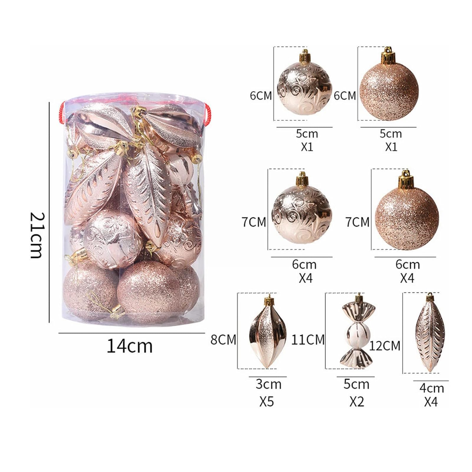 21 PCS Adornos para árboles de Navidad, Juego de Colgantes para decoración de árboles de Navidad, Adorno de Bolas de Navidad de plástico para decoración de Fiestas navideñas