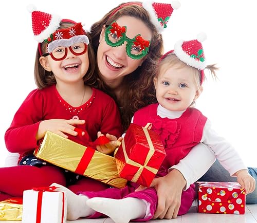 Miniatura 5 de Aneco 9 gafas de fiesta con purpurina de Navidad, decoración de Navidad, disfraces, anteojos, marco de gafas de fiesta, para recuerdos de