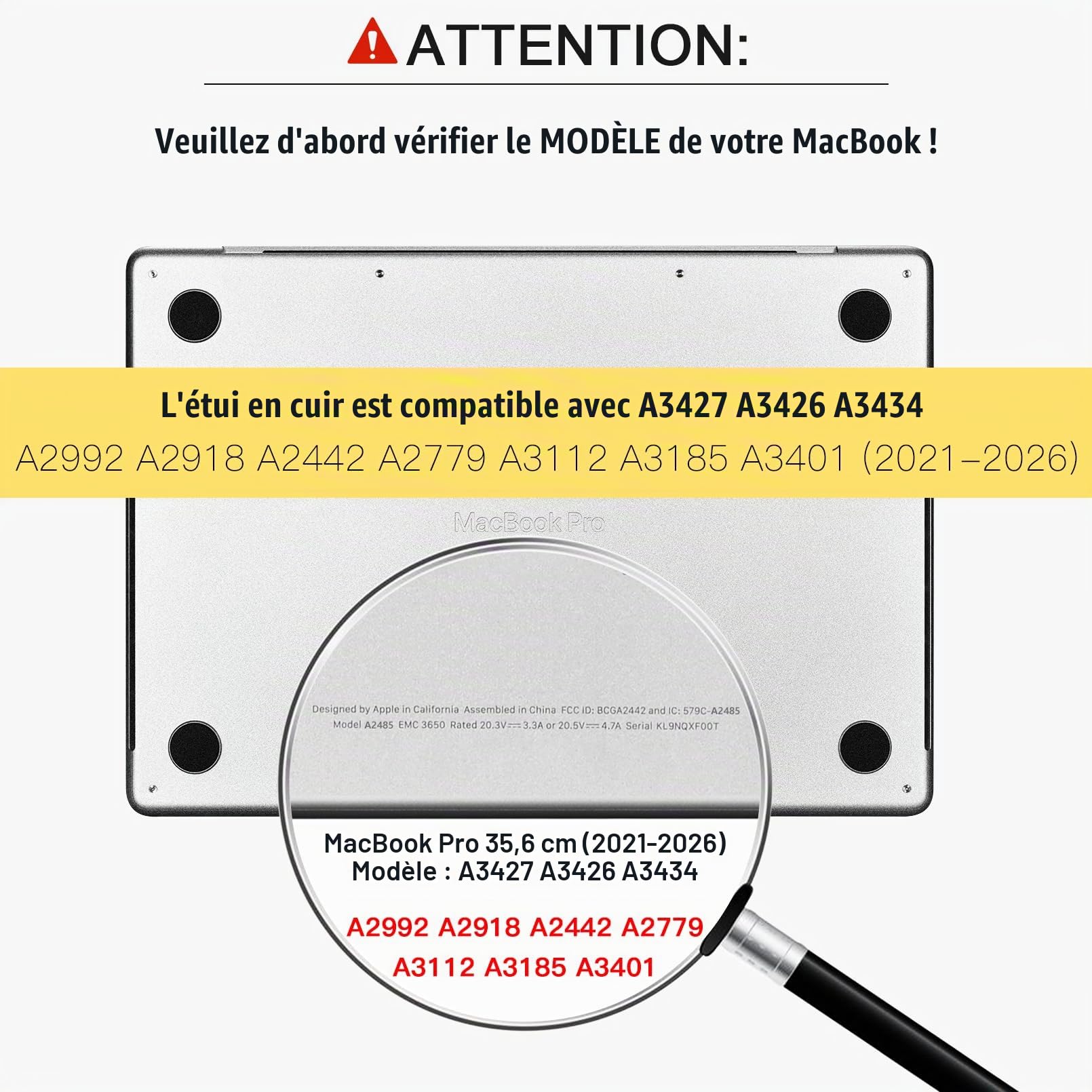 ICARER Coque Étui Cuir pour Macbook Pro 14 2026-2021 M5 M4 M3 M2 M1, Noir