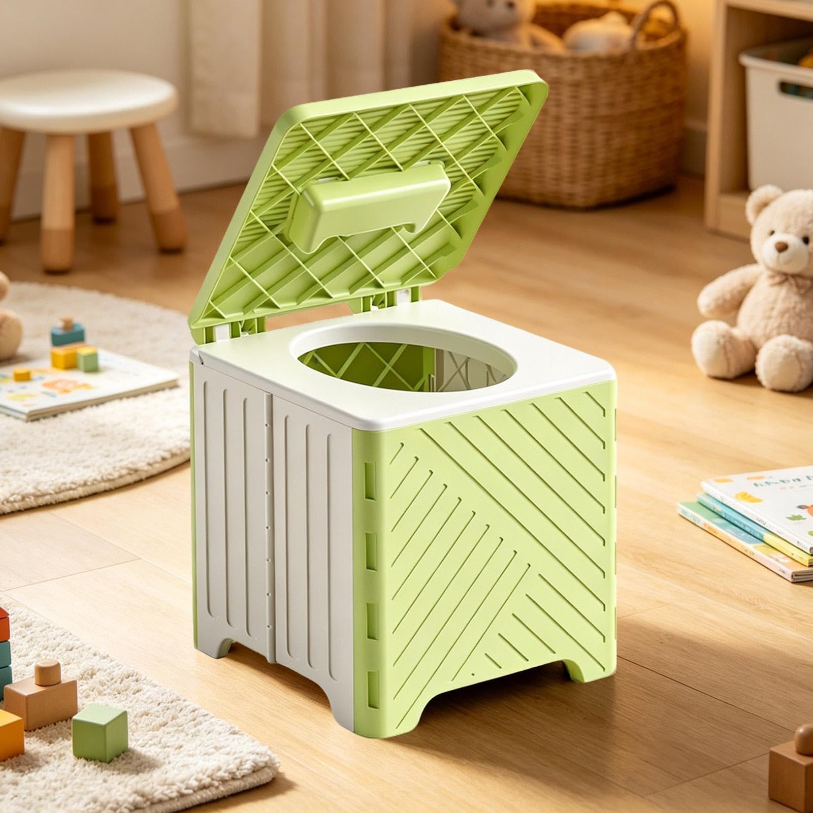 Reisetoilette Kinder Mit Töpfchen Für Unterwegs Faltbar Leicht 3pcs | Faltbares Reisetöpfchen, Leicht Und Kompakt, Rutschfester Sitz, Inklusive Reinigungsbeutel Für Auto, Bis 70kg Belastbar
