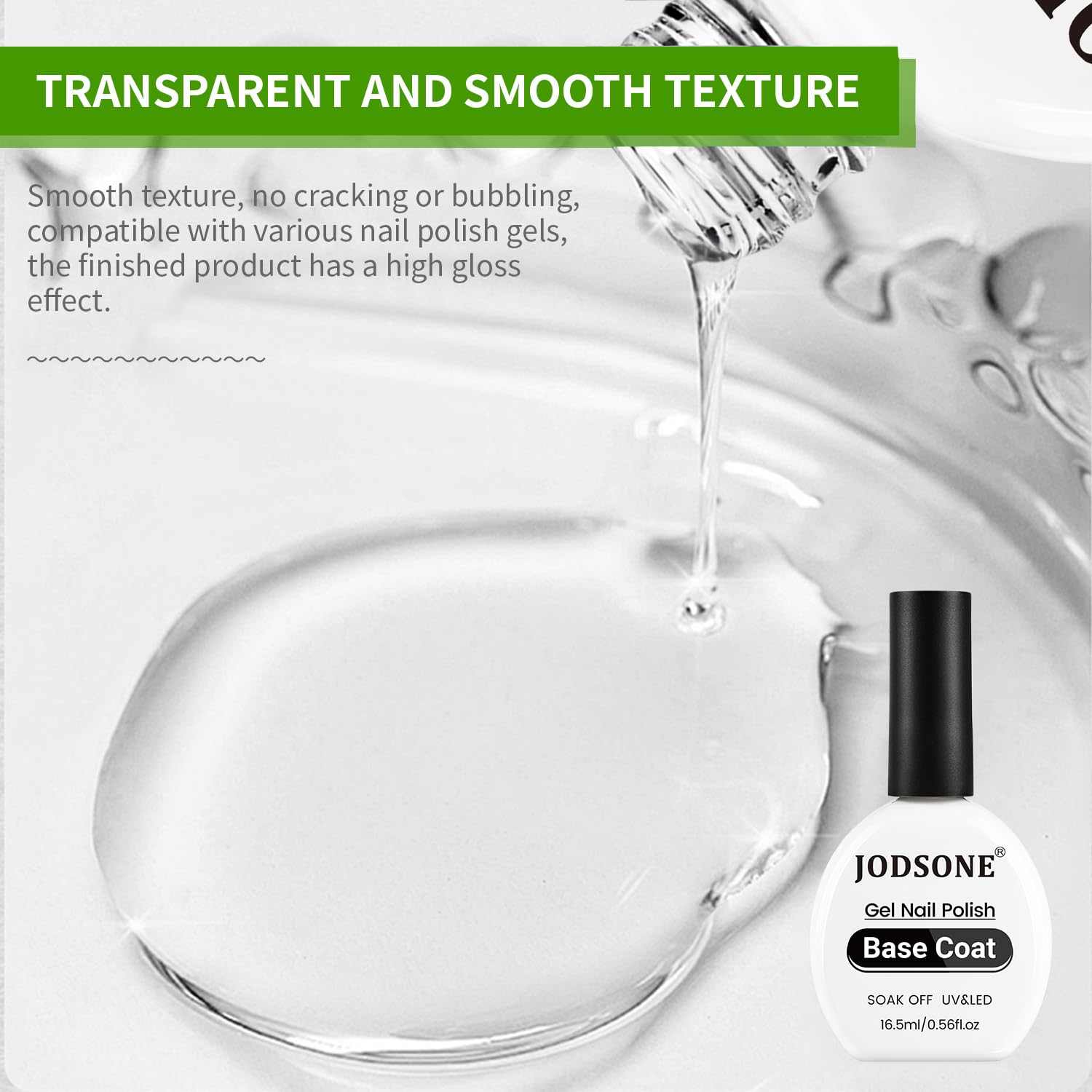 JODSONE 2Pcs 16.5ml Top Coat Base Coat Gel Polish Set No Wipe Clear Long Lasting Need U V Lamp Cured at Home DIY Nail Salon Girl Gift - Image 2