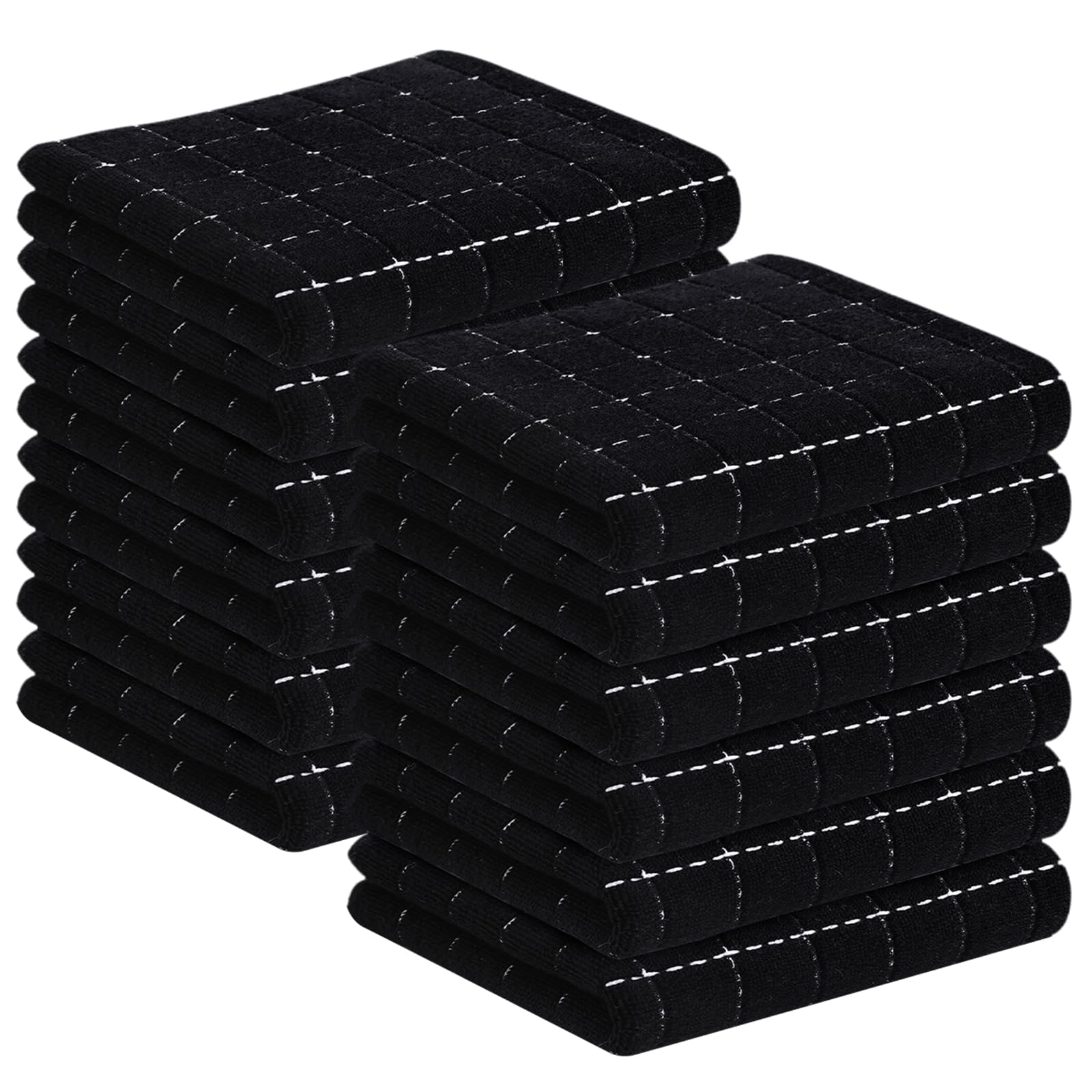 Homaxy 100% Cotton Terry Kitchen Towels, 12 Pack, Black | Ultra Soft and Absorbent Dish Towels for Kitchen, Suitable for Drying and Washing Dishes