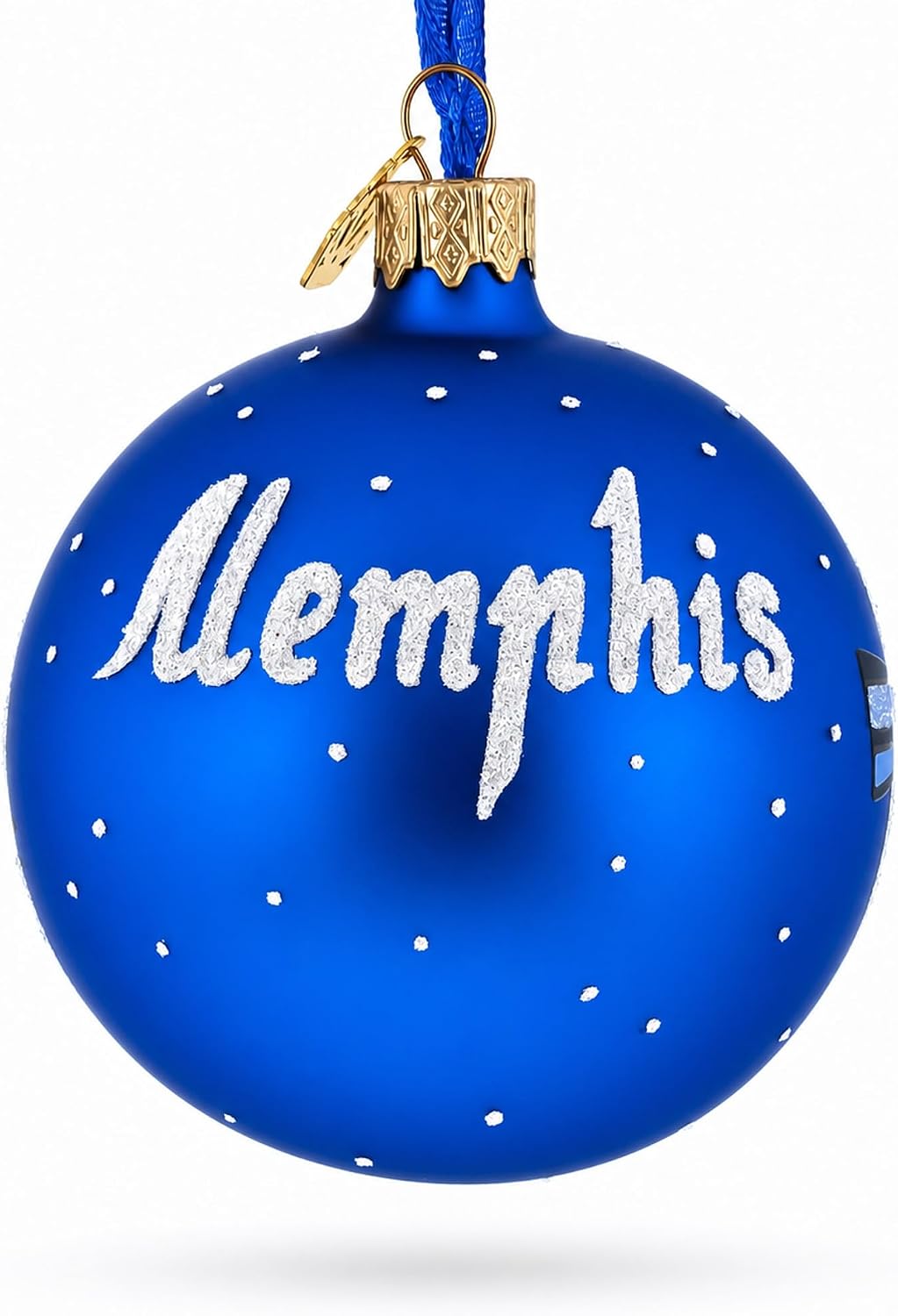 Memphis at Night, Tennessee Glass Ball Christmas Ornament 3.25 Inches