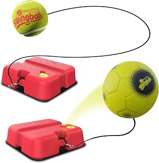Swingball 2-in-1 All Surface Reflex Fußball- und Tennis-Trainer für Outdoor-Spaß, Fußballtrainer, mit festgebundenem Tennisball und Paddel