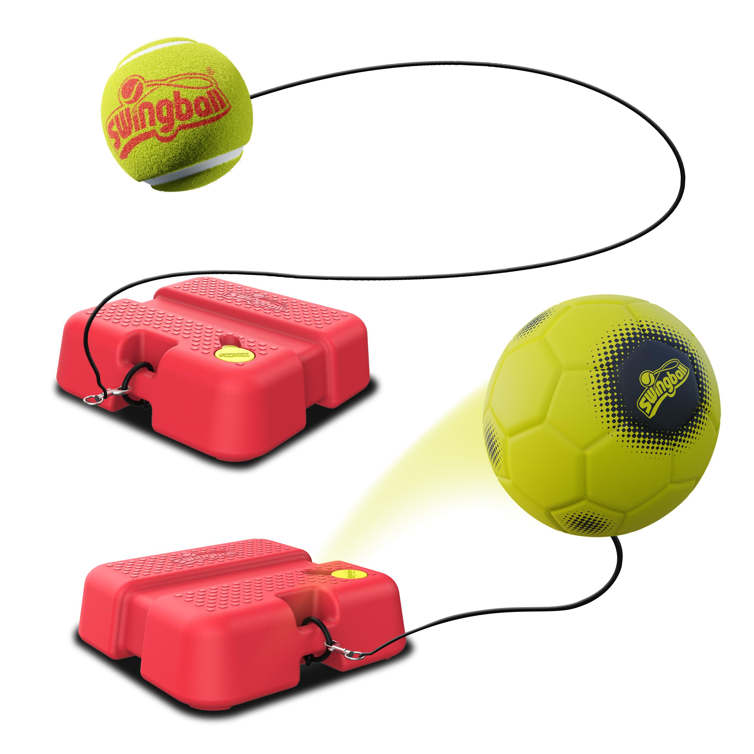 Swingball 2 in 1 All Surface Reflex Soccer and Tennis Trainer for Outdoor Fun, Soccer Ball Trainer, with Tethered Tennis Ball and Paddle