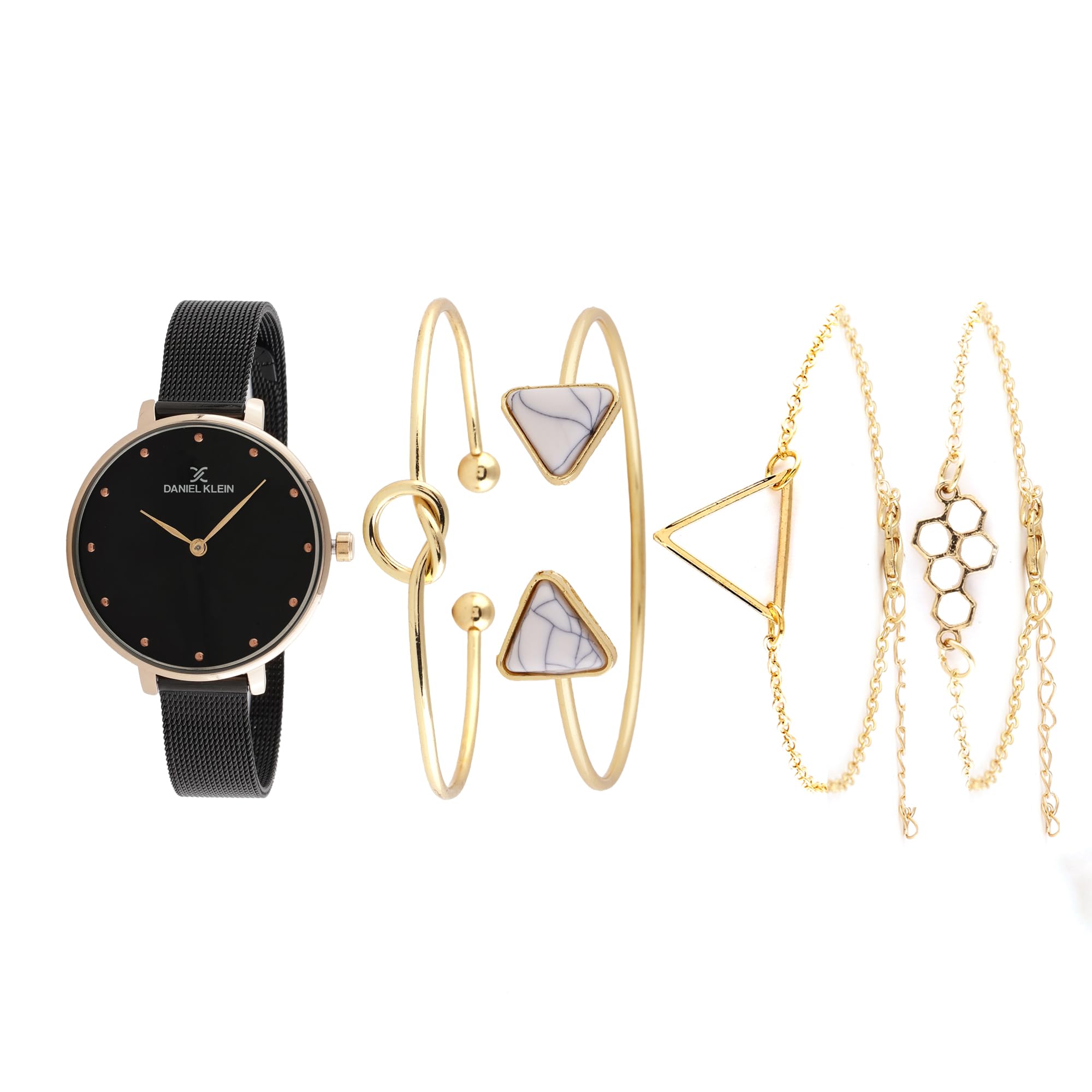Daniel Klein Black Dial Analog Gift Set Watch with Bracelet for Women (Pack of 5) - DKG001-3 (B0CPFG928C) Amazon Price History, Amazon Price Tracker