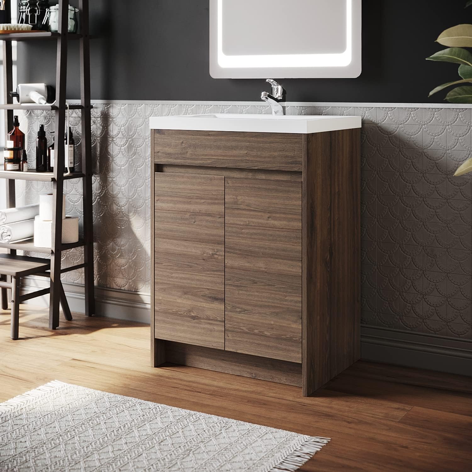 Buy ELEGANT Bathroom Basin Vanity Unit with Rectangular Resin