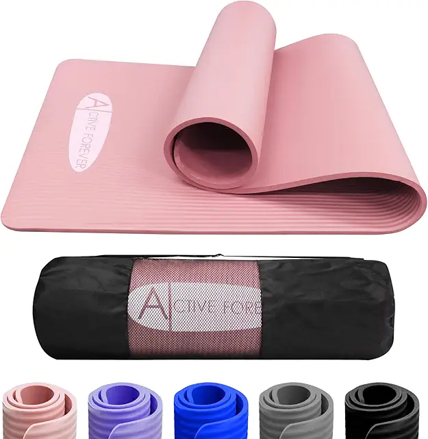Pink NBR Yoga Mat - Non-Slip Exercise Mat with Bag for Home Gym