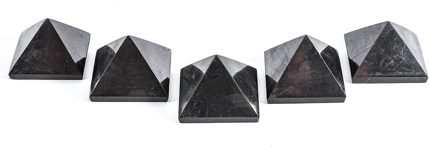 SN NATURSTEIN UG - Shungite Polished Pyramid 3 cm | Gem Stone from Karelia - 5 Units