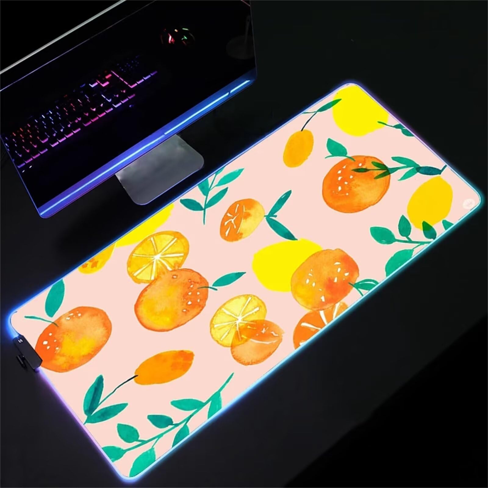 Alfombrilla de Ratón RGB 900x400x4mm XXL Grande Alfombrilla de ratón para Juegos LED 14 Efectos de Iluminación Alfombrilla Ratón Gaming para Gamers PC y Portátil, Naranja