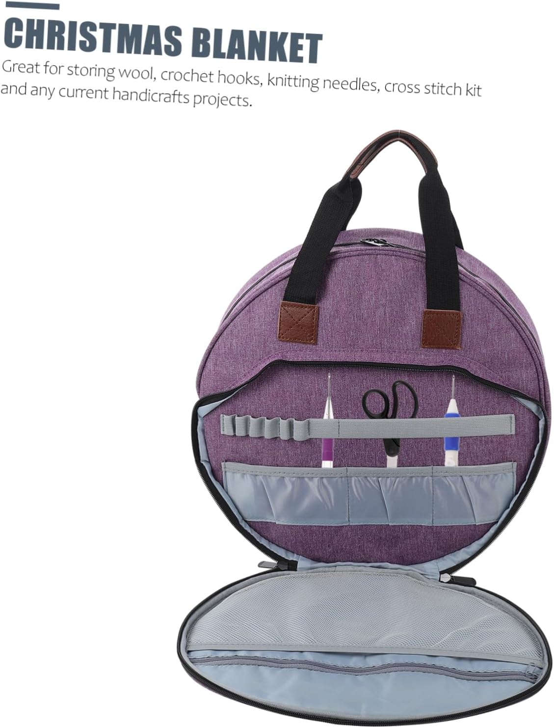 DOITOOL 1Pc Multi Function Embroidery Tool Carrier Bag Stylish Storage Organizer for Crochet Hooks and Knitting Accessories for Craft Projects Home Use