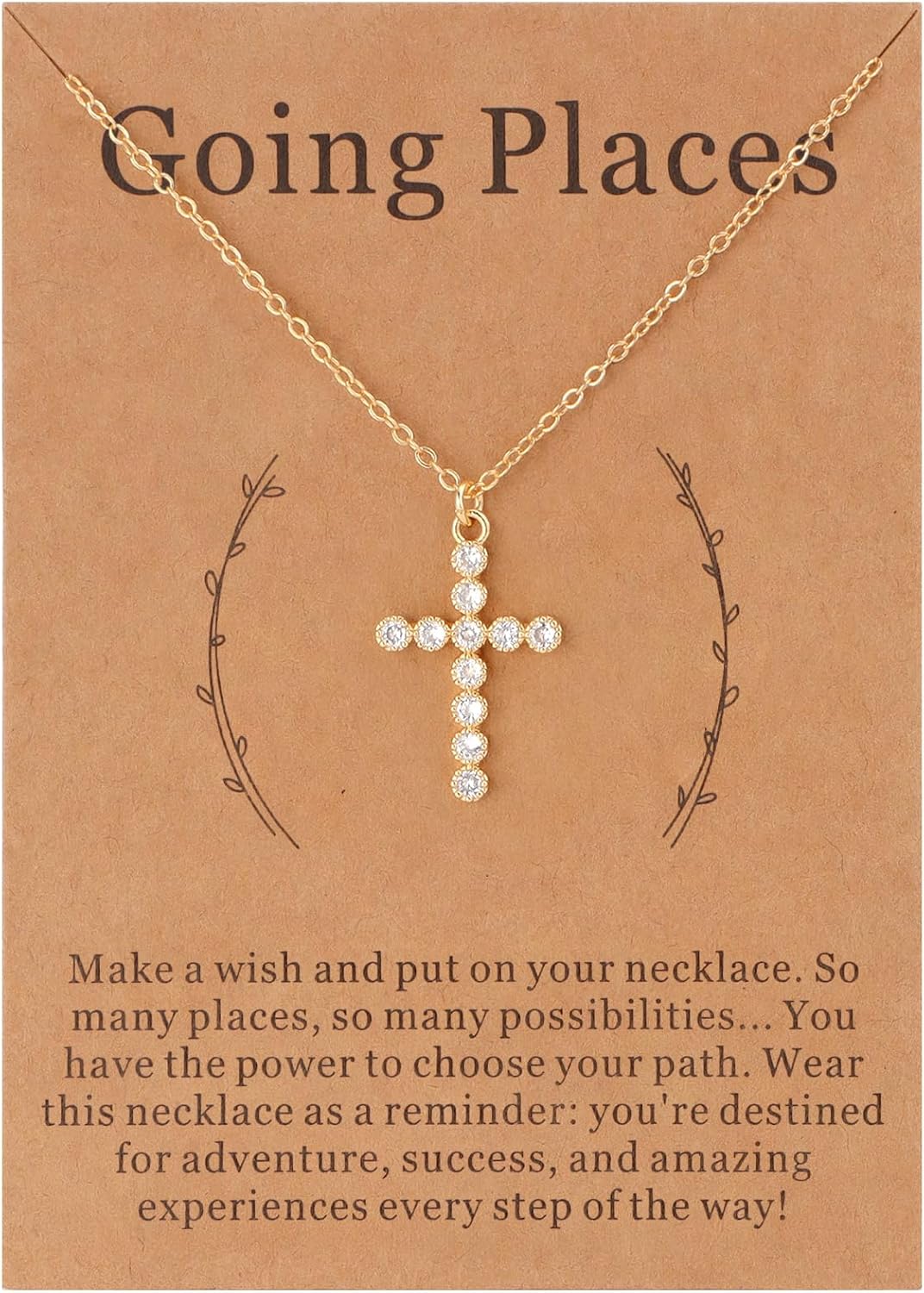 Lcherry Gold plated Cubic Zirconia Faith Cross Necklace for Women Christian Baptism Confirmation Gifts for Women