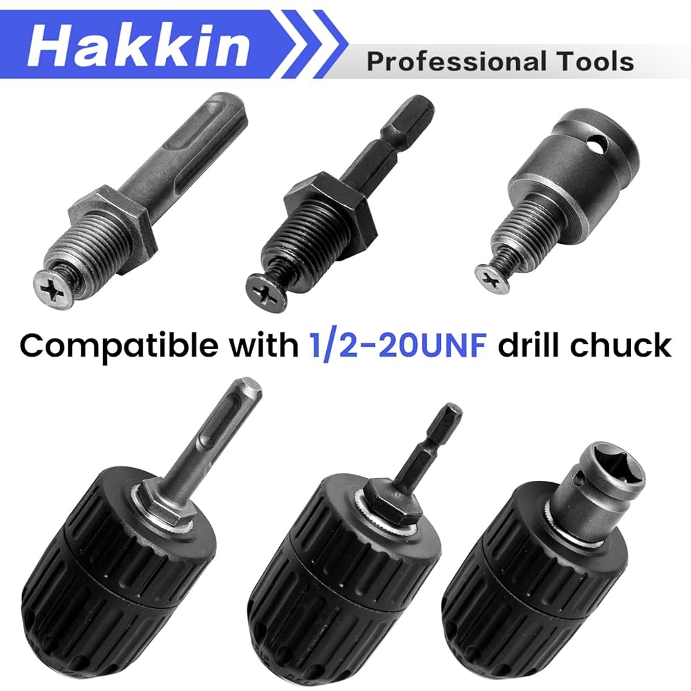 k_impul⭐︎ Hakkin 2-13mm Keyless Drill Chuck Adapter, 1/2-20Unf Drill