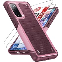 LeYi for Samsung Galaxy S20-FE 5G Case S20 FE 5G Phone Case with 2 Pack Screen Protectors, Heavy Duty PC Back & Soft Bumper Cell Phone Case Cover for Samsung S20FE 5G/S 20FE, Red Pink