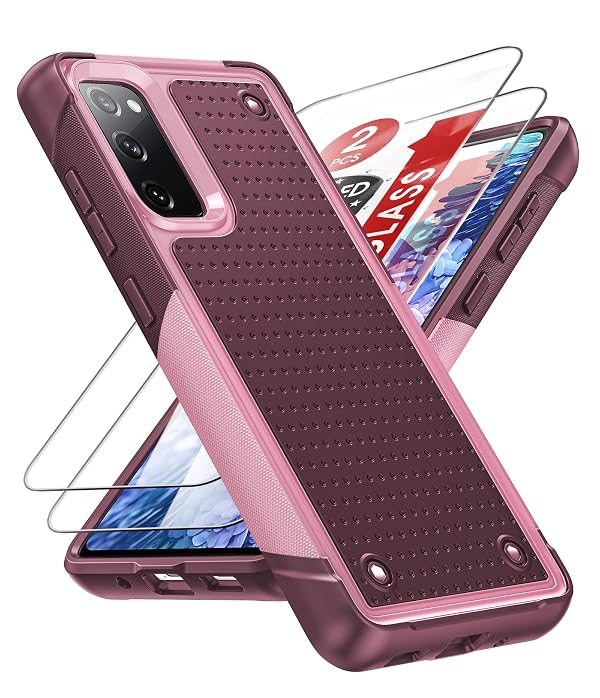 LeYi for Samsung Galaxy S20-FE 5G Case: S20 FE 5G Phone Case with 2 Pack Screen Protectors, Heavy Duty PC Back & Soft Bumper Cell Phone Case Cover for Samsung S20FE 5G/S 20FE, Red Pink by LeYi - Used condition - US$6.68