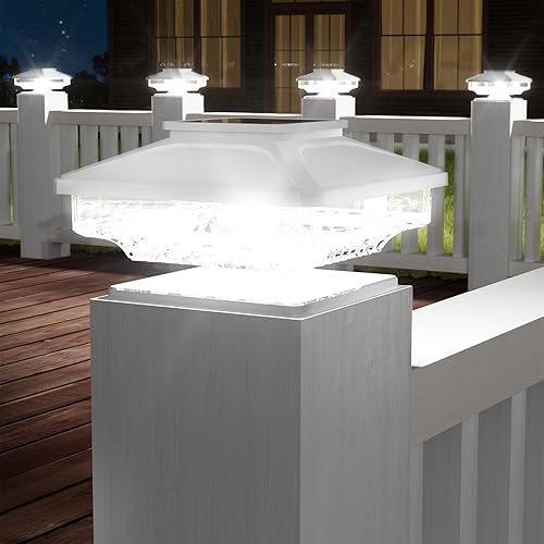 Miniatura 7 de Paquete de 6 luces solares de alto brillo, no poste hueco IP65 impermeable 4 x 4 luces solares para poste de poste de 4 x 4 para jardín, patio,