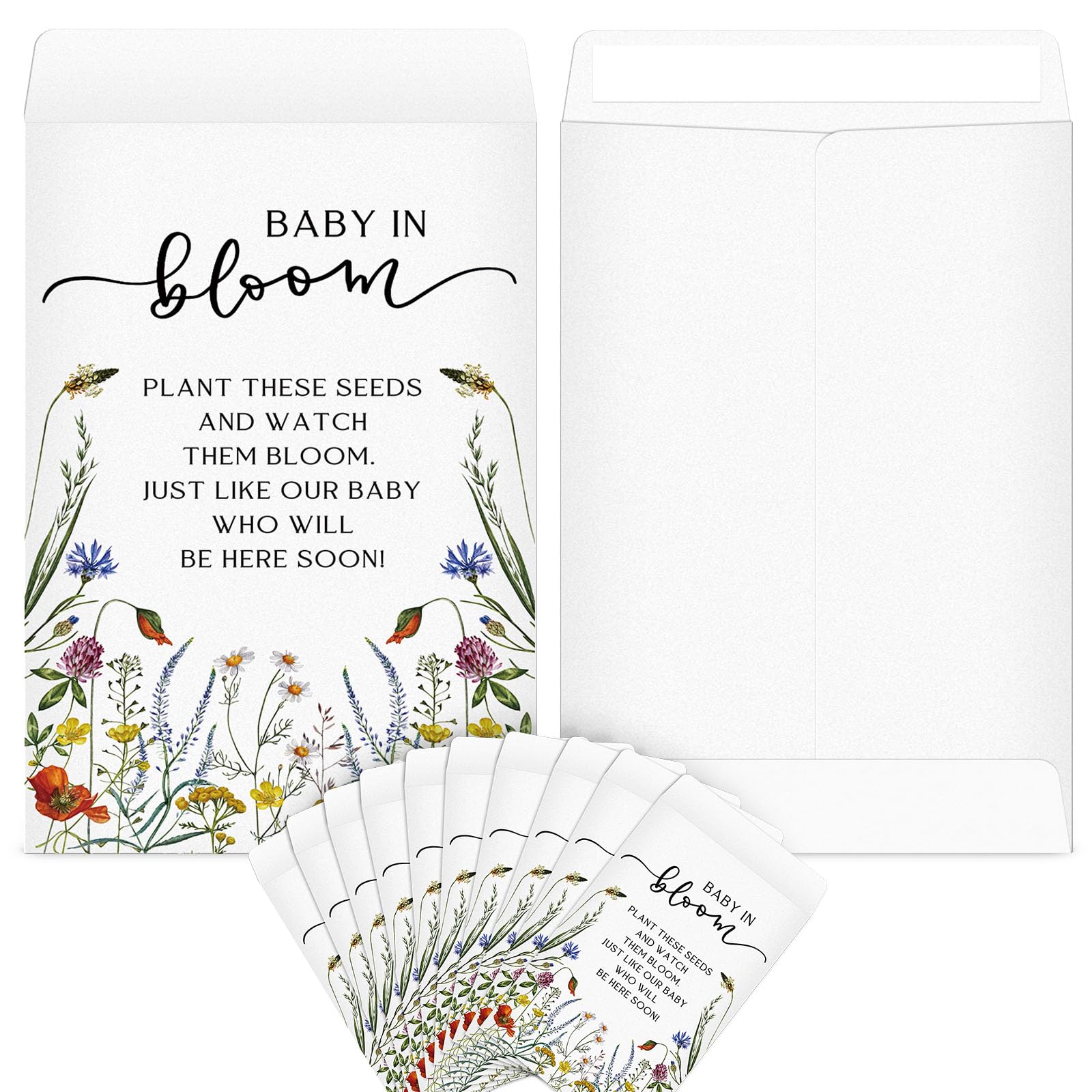 Fumete 100 Pcs Baby In Bloom Seed Packet Favors Wildflower