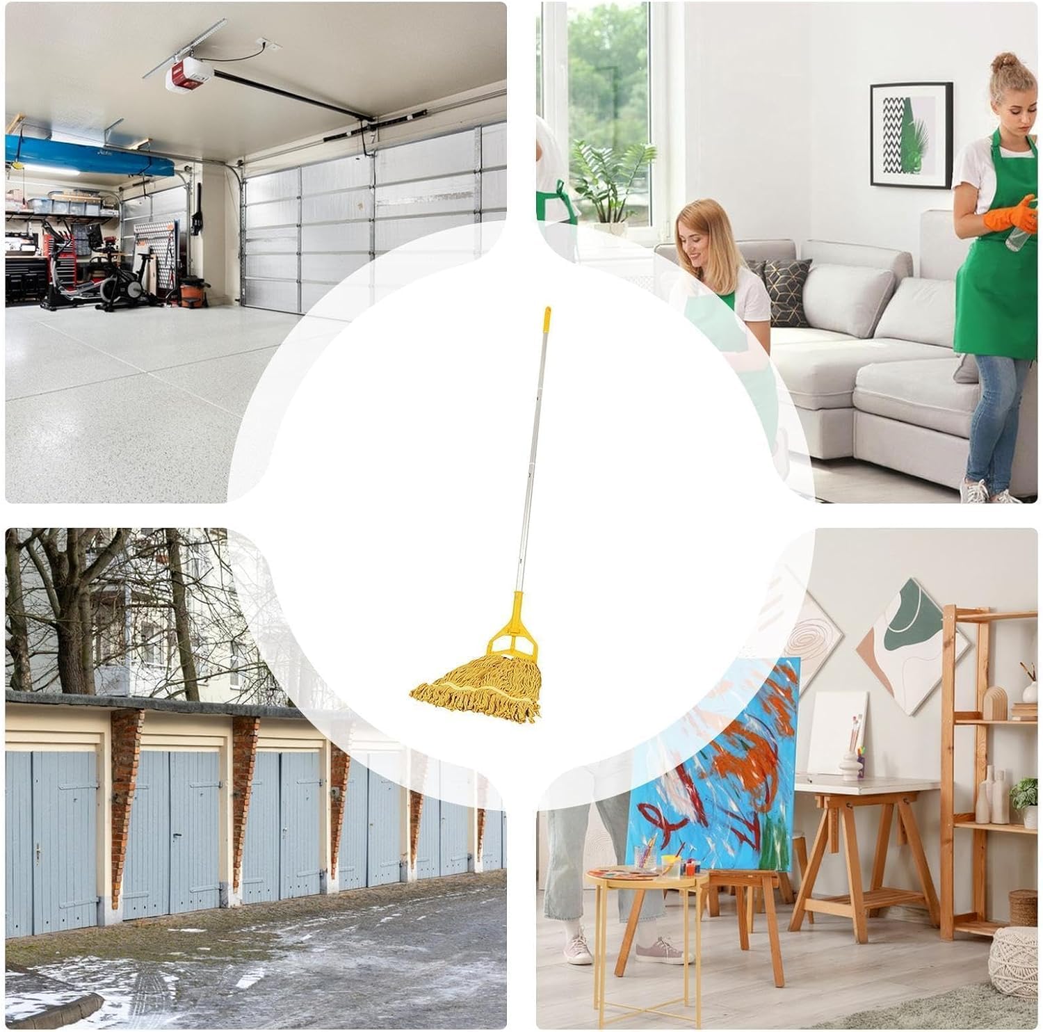 Stracci per pulire | Panno riutilizzabile a quattro sezioni | Mop per la pulizia dei pavimenti, per bagno, cucina, soggiorno, camera da letto, balcone, aula, dormitorio, appartamento, pavimento in