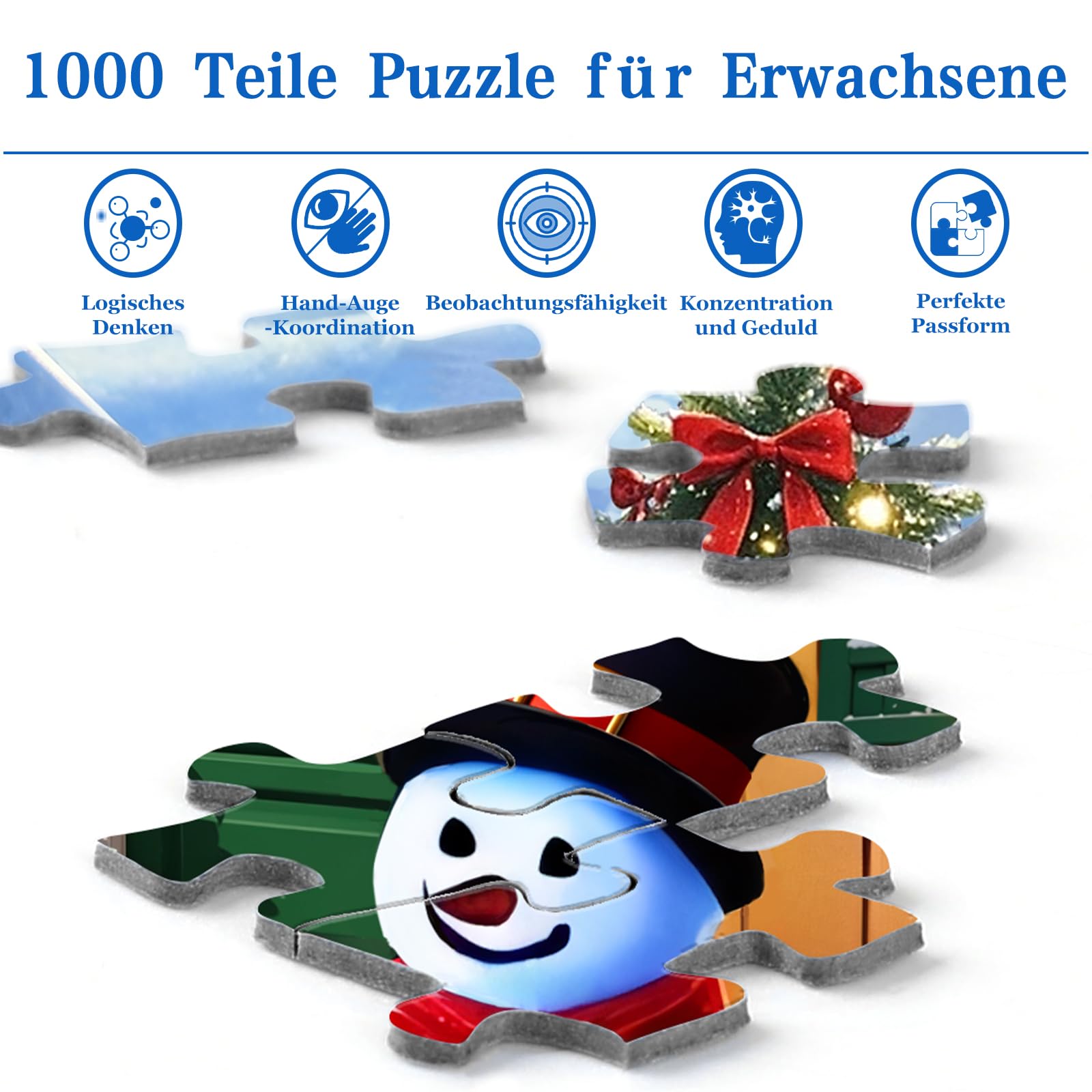 Bestdon Christmas Puzzles 1000 Pieces for Adults Winter Snowman Santa Christmas Tree Puzzles - Image 4