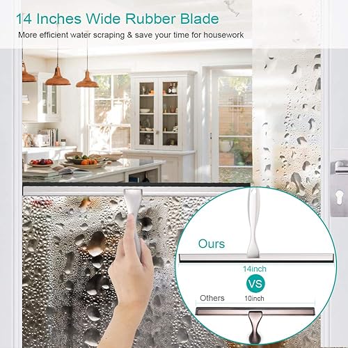 Miniatura 3 de Escobilla de ducha para puertas de ducha, limpiador de ducha de 14 pulgadas para espejo multiusos, ventana de vidrio de automóvil, escobilla de baño