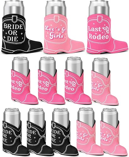 CiyvoLyeen Botas de vaquera, 12 fundas para latas de despedida de soltera, aislantes de neopreno, vasos para bebidas o vasos para discoteca, vaquero
