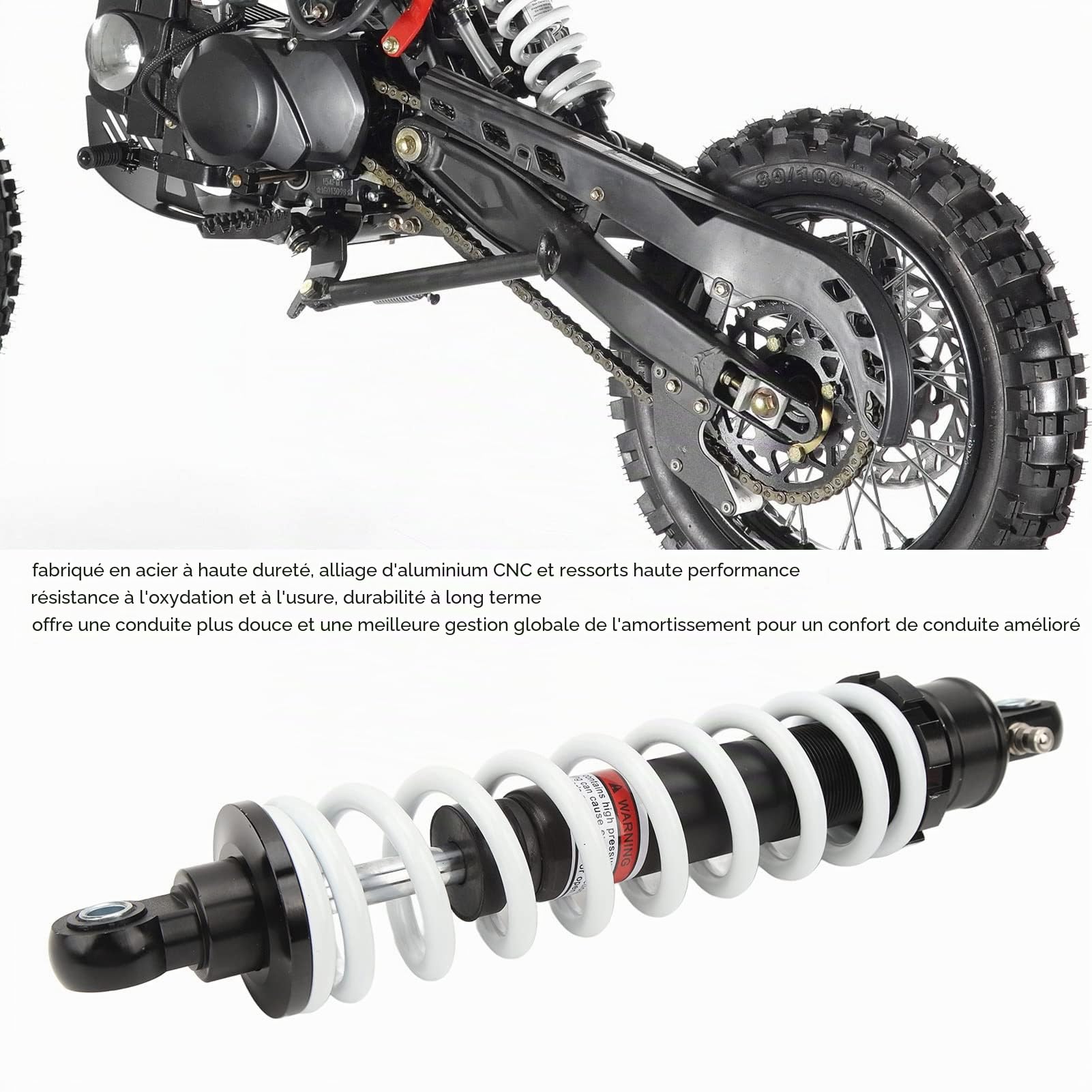 Amortisseur Arrière 330 Mm Amortisseur Arrière de Moto Suspension Arrière Amortissement Réglable pour 50 110 125 PIT QUAD DIRT Bike Trail Bike GO Kart