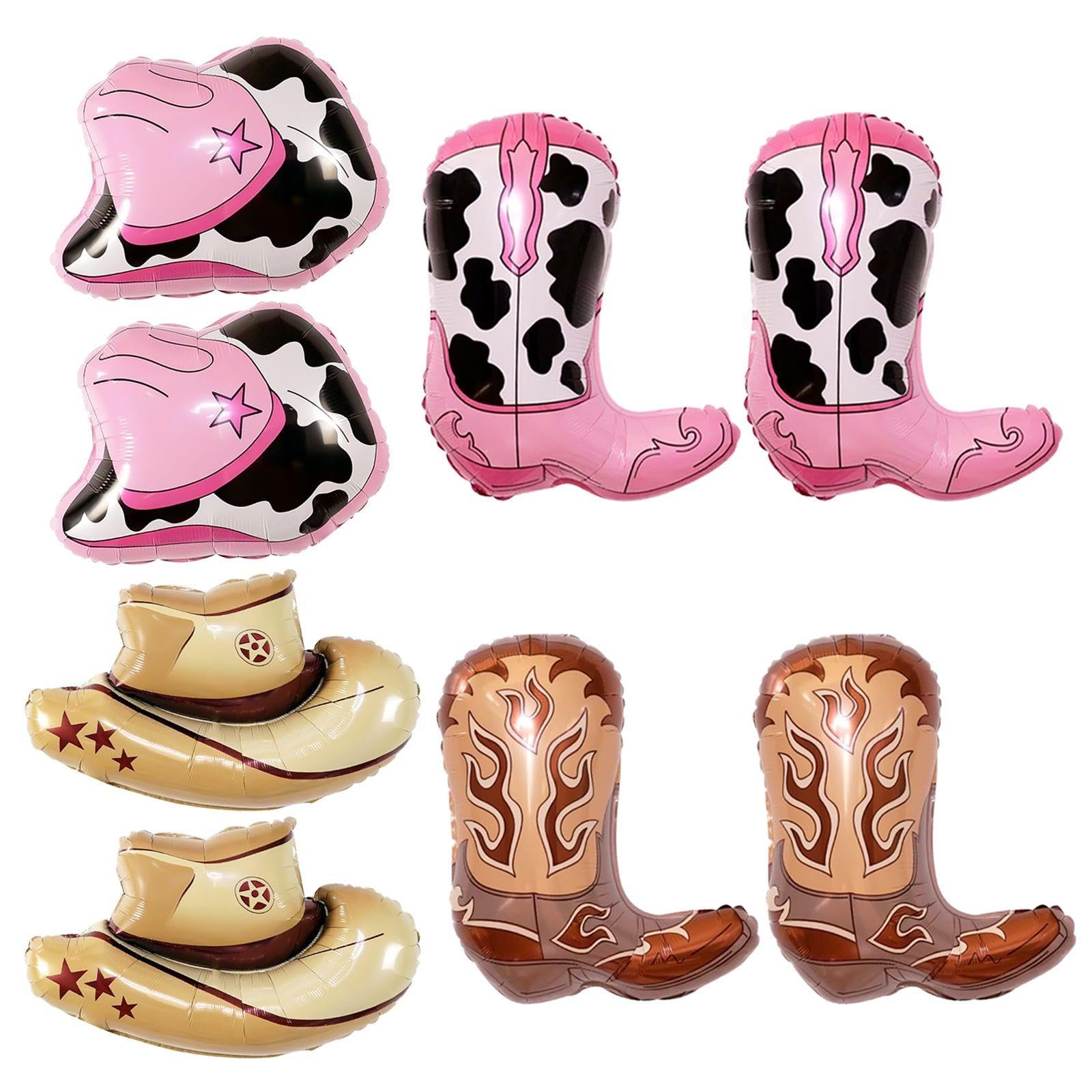 Gdfhbd Pink Set Of 8-Piece Denim Party Balloons, Denim Balloons, Western Denim Decoration, Inflatable Cowboy Hat, Inflatable Cowboy Boots, Foil Balloons.