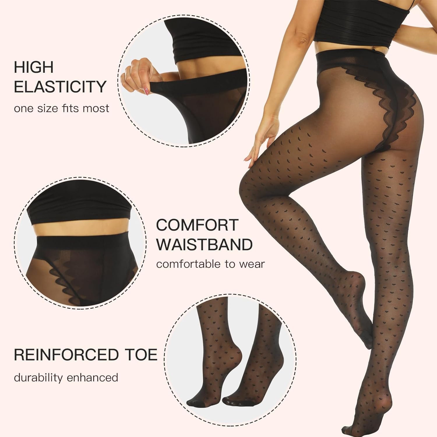 MANZI Patterned Tights Sheer Pantyhose for Women 20 Denier Stockings - Image 4